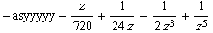 -asyyyyy - z/720 + 1/(24 z) - 1/(2 z^3) + 1/z^5