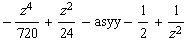 -z^4/720 + z^2/24 - asyy - 1/2 + 1/z^2