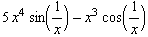 5 x^4 sin(1/x) - x^3 cos(1/x)